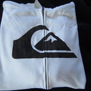 Quiksilver White and Black Zip-Up Jacket